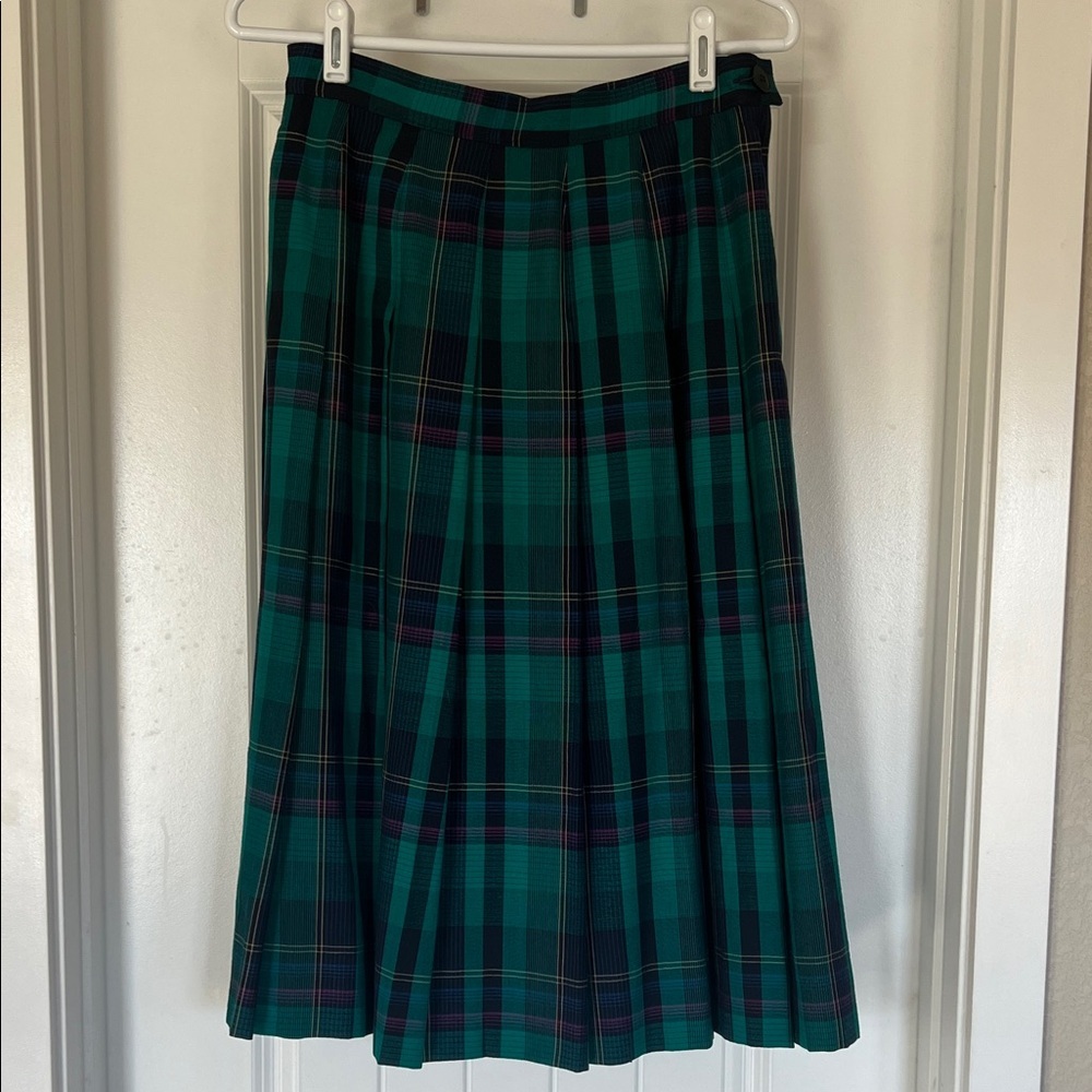 Pendleton Green and Blue Plaid A-Line Skirt - Picture 2 of 6